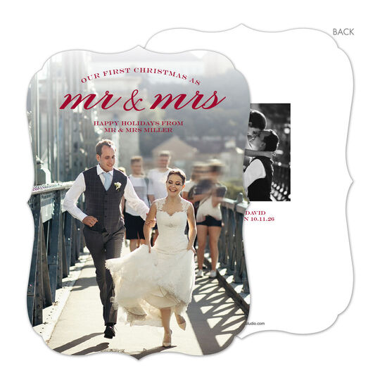 Red Mr and Mrs Holiday Photo Cards